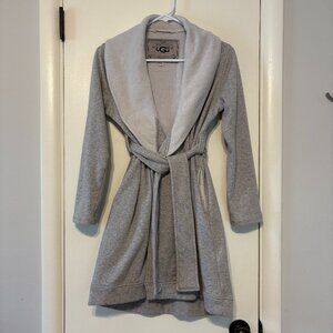 UGG Australia Women's Shawl-Collar Belted Blanche Robe S Gray Pockets